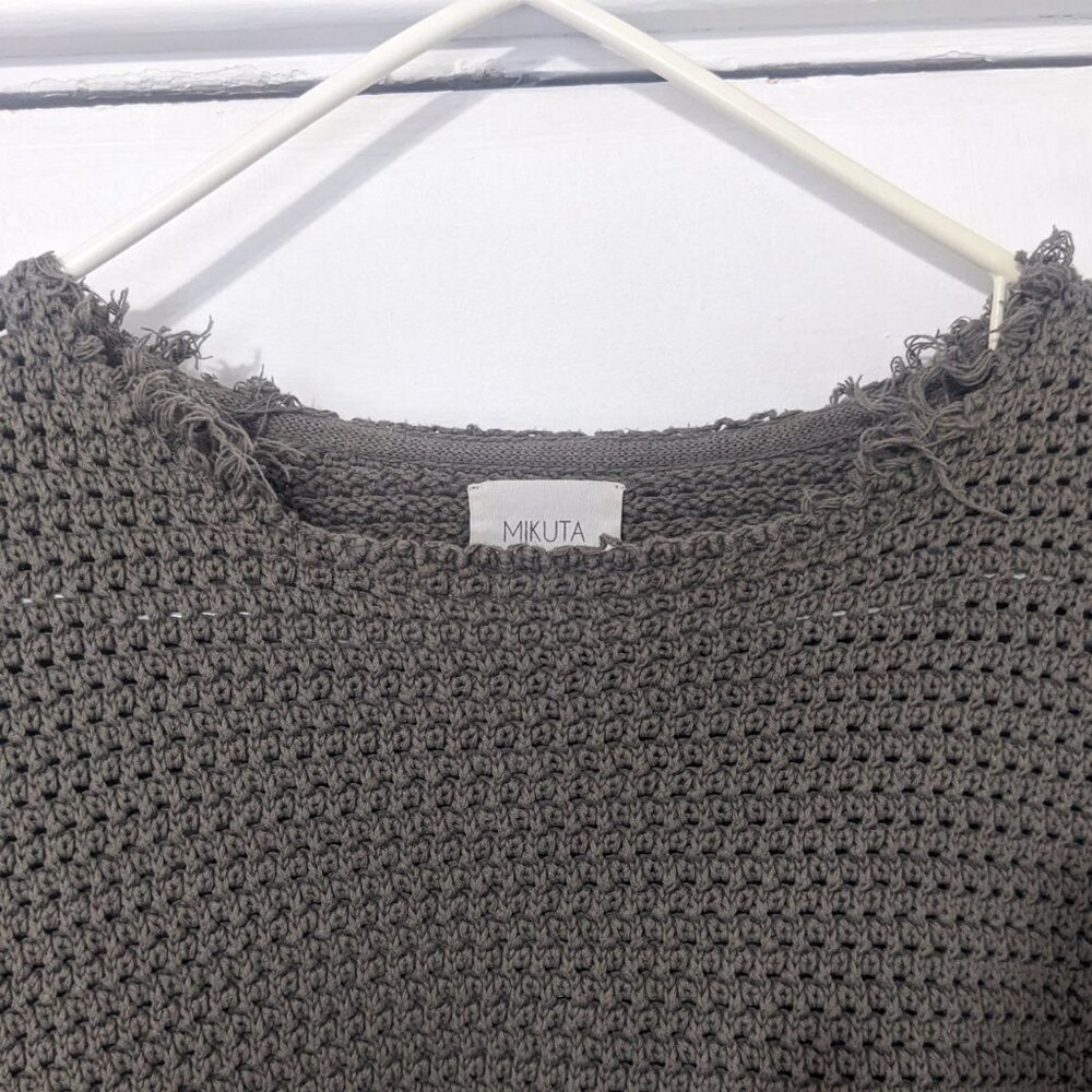 mikuta long knitted sweater olive green size extra small / small - Picture 5 of 8